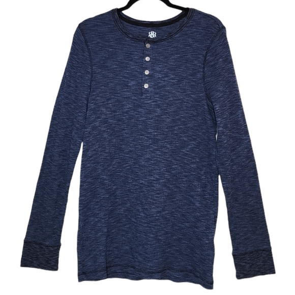 Rock and Republic XL Tall Navy Blue Long Sleeve Henley Shirt - Picture 1 of 15